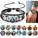 PULSEIRA DE COURO AJUSTÁVEL - JESUS CRISTO -