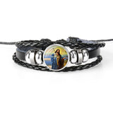 PULSEIRA DE COURO AJUSTÁVEL - JESUS CRISTO -