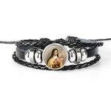 PULSEIRA DE COURO AJUSTÁVEL - JESUS CRISTO -