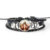 PULSEIRA DE COURO AJUSTÁVEL - JESUS CRISTO -