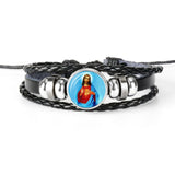 PULSEIRA DE COURO AJUSTÁVEL - JESUS CRISTO -