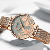 Relógio feminino Curren - pulseira de aço inoxidável