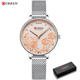 Relógio feminino Curren - pulseira de aço inoxidável