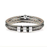 Personalized Unisex Charm Bracelet with Stainless Steel Beads Custom Engraving Names Leather Bracelets for Women Men Jewelry