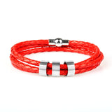 Personalized Unisex Charm Bracelet with Stainless Steel Beads Custom Engraving Names Leather Bracelets for Women Men Jewelry
