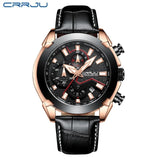 Relógio Masculino esportivo CRRJU, com pulseira de couro e luz led