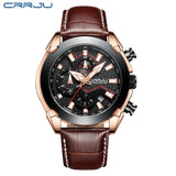 Relógio Masculino esportivo CRRJU, com pulseira de couro e luz led