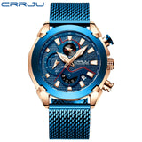 Relógio Masculino esportivo CRRJU, com pulseira de couro e luz led