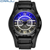 Relógio Masculino esportivo CRRJU, com pulseira de couro e luz led